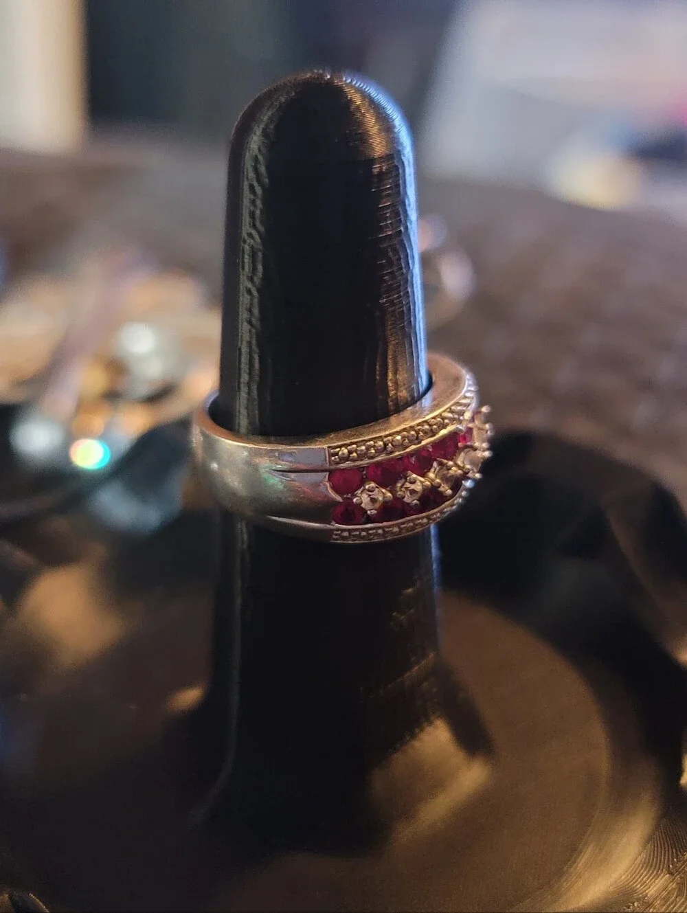 Real Ruby Diamond 925 Sterling Silver Eternity Band Ring Size 7 Marked